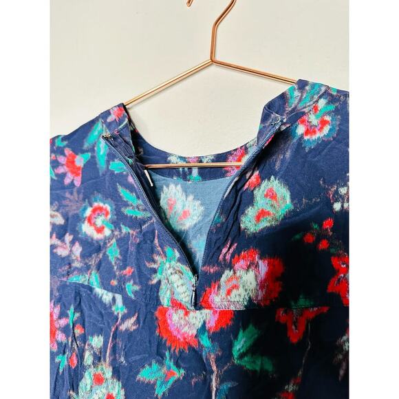 DEREK LAM COLLECTIVE Navy Floral Print Godet-pleated Skirt Mini Dress Size 46 - Picture 6 of 11